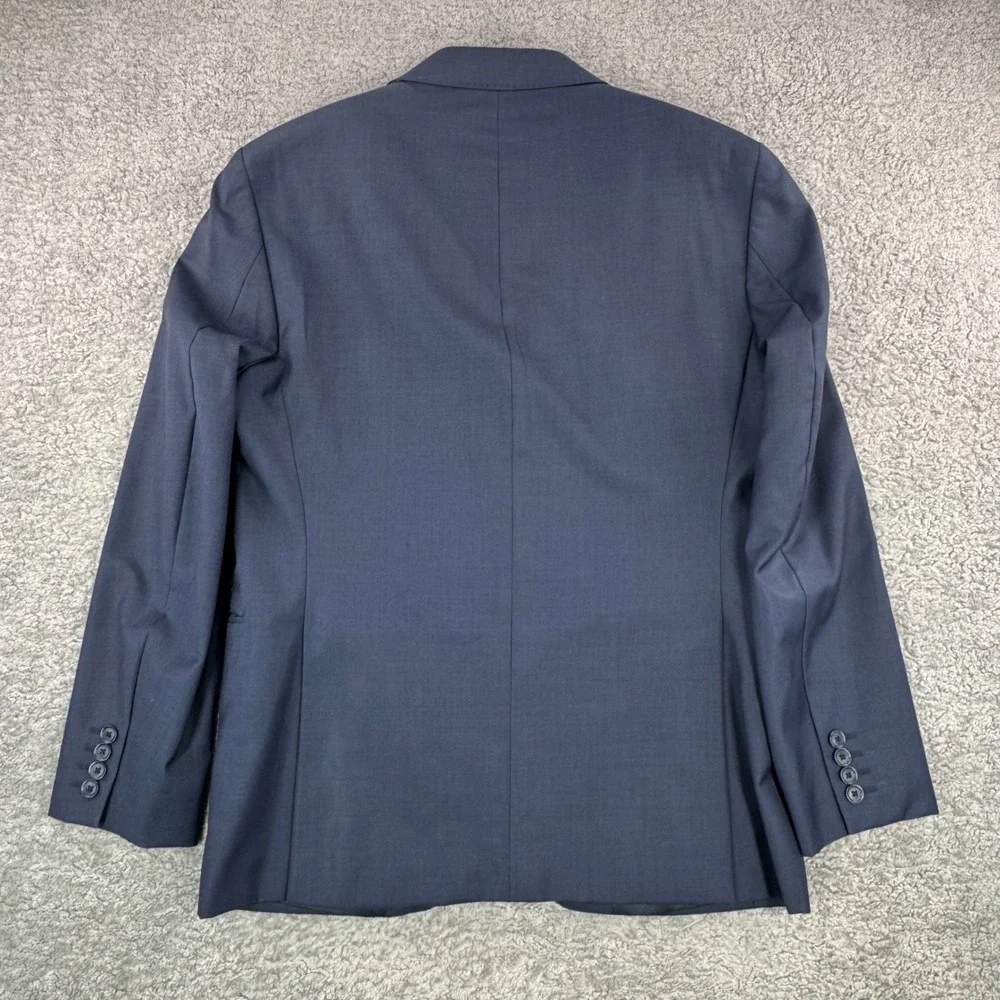 Saks Fifth Avenue Mens 40S Trim Fit 100% Wool Suit Jacket Navy Blue Blazer 40C